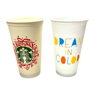 Starbucks Color Changing Cups Set Of 2 Dream In Color Christmas Holiday 24 Oz